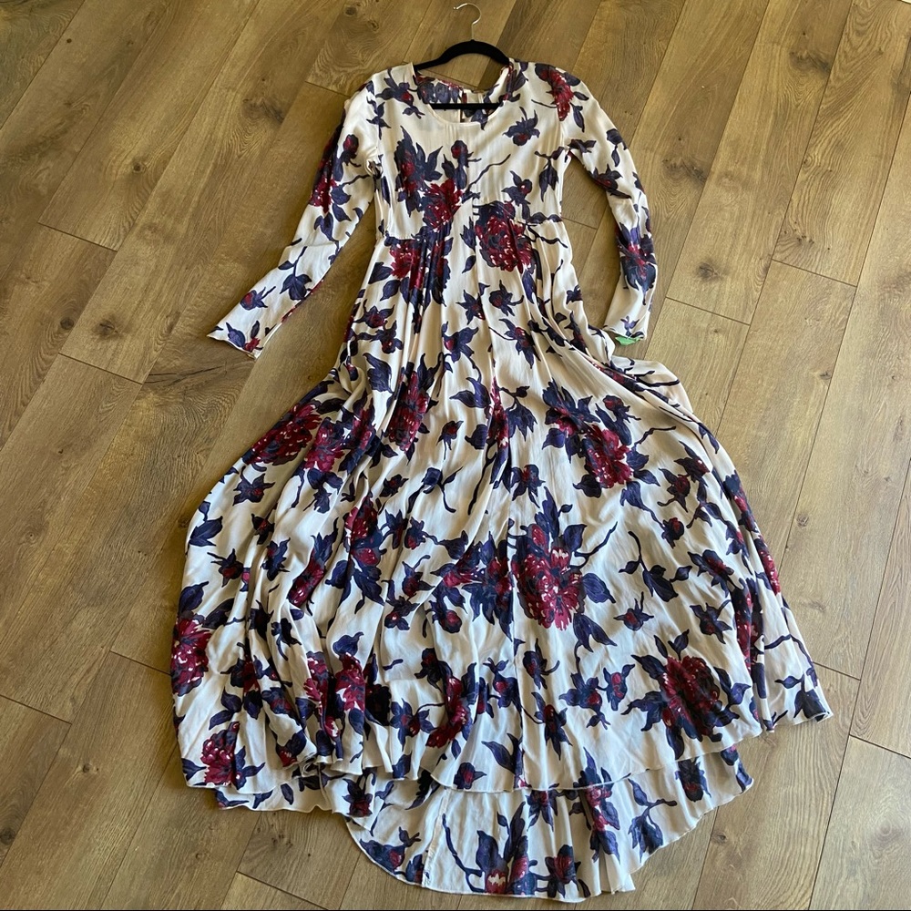 Free People Long-Sleeve Floral Maxi Dress - Button Back - Small